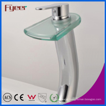 Fyeer High Arc Glasss Spout Waterfall Basin Mixer Faucet